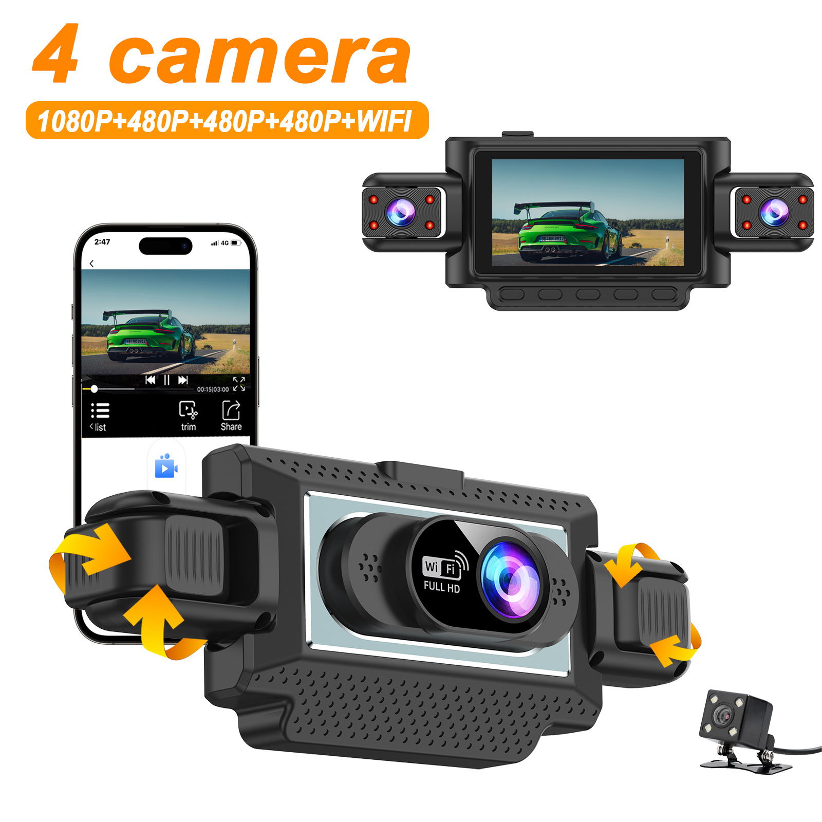 Chezai 1080P Dash Cam HD Night Vision WiFi Car DVR (Driving recorder)