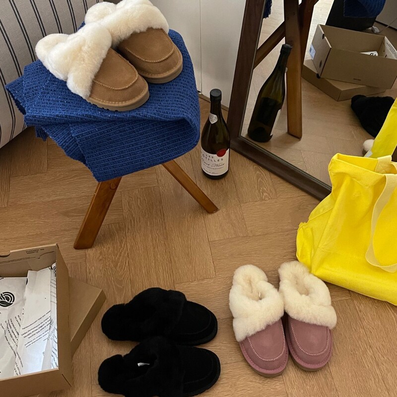 Henan Sangpo snow boots for women, Lorrea plush half-slipper style, sheepskin and fur integrated, warm and comfortable, furry slippers, export quality Henan Sangpo snow boots for women, Lorrea plush half-slipper style, sheepskin and fur integrated, warm and comfortable, furry slippers, export quality