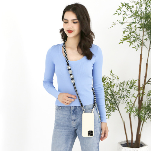 Jamie Bohemian hand-woven mobile phone rope cross-body adjustable cross-body flower chrysanthemum small daisy mobile phone chain