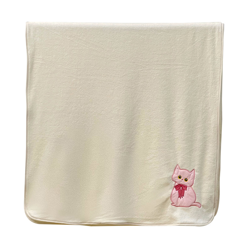 2024 nuevo gato de dibujos animados coral Toalla de baño Toalla de pelo de secado sombrero de tres piezas conjunto suave absorbente traje de regalo