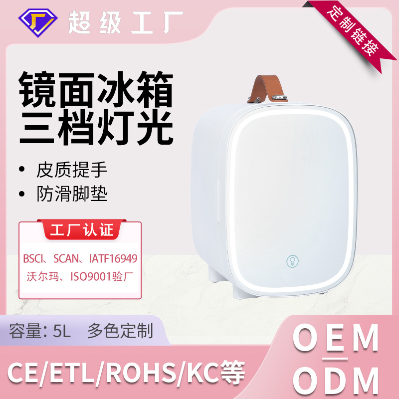 Procesamiento personalizado 4L cosméticos refrigerador dormitorio hogar espejo LED belleza refrigerador mini refrigerador de escritorio portátil