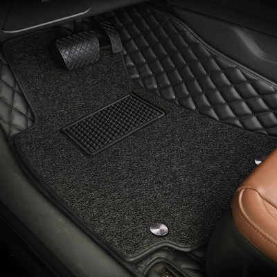 Ayaqaltılar (Kovriklər) – side car floor mat - full-coverage-no-threshold-included-huiqi-single-driver-double-layer-black-black-line-black-silk-circle-big-discount