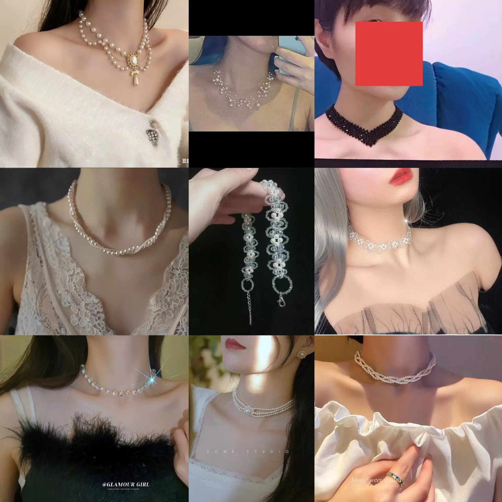 手工项链大合集仿珍珠气质女复古锁骨链时尚高级轻奢颈链饰品批发