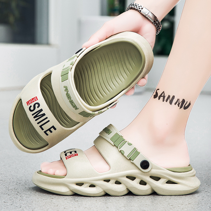 Zapatillas de pelo nuevo estilo de verano para hombres, antideslizante, transpirable, pisando mierda, sandalias deportivas de doble uso para conducir