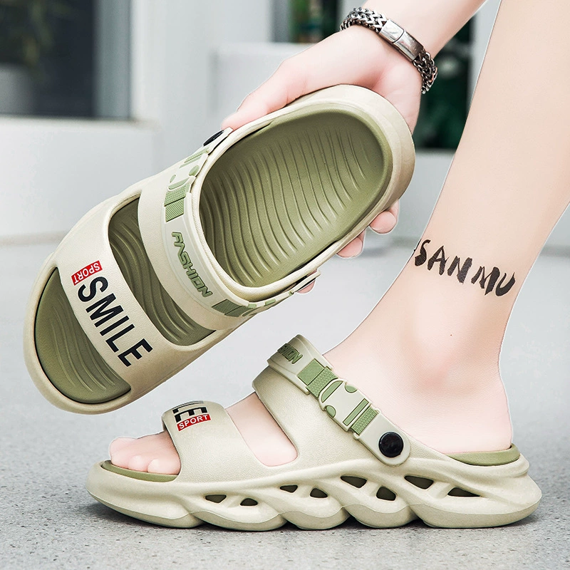 Новые мужские летние тапочки для подростков, нескользящие, дышащие, спортивные и вождения сандалии с эффектом какашек.
