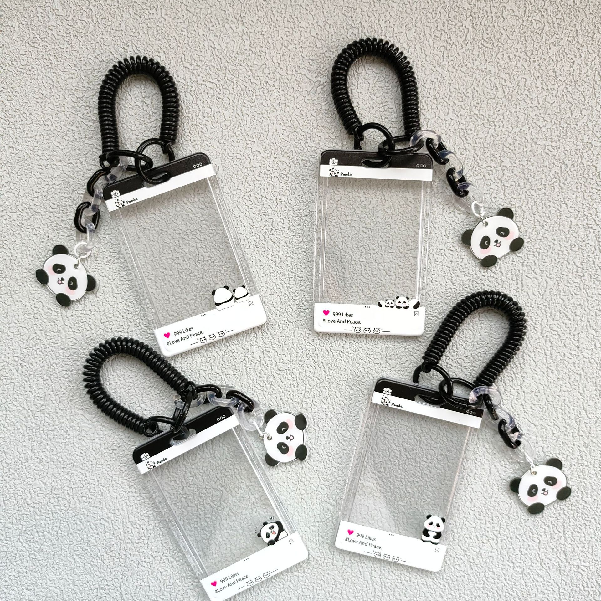 透明熊貓卡套對話框學生胸牌校園卡套防丟掛件吊牌保護套透明卡包