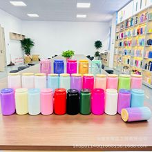 外贸款16oz热升华梅森杯简约易拉罐可乐罐直筒圣诞彩色系列玻璃杯