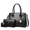 Fashionable trend one-shoulder bag, set, European style, suitable for import, crocodile print, 3 piece set