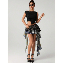 A 10438 British color block plaid skirt Ӣ��ƴɫ���Ӷ�ȹ