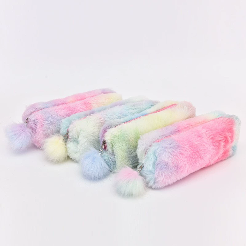 Plush Pencil Case, Japanese Style Capacious Case for Elementary Students, 14.3×6×4 cm