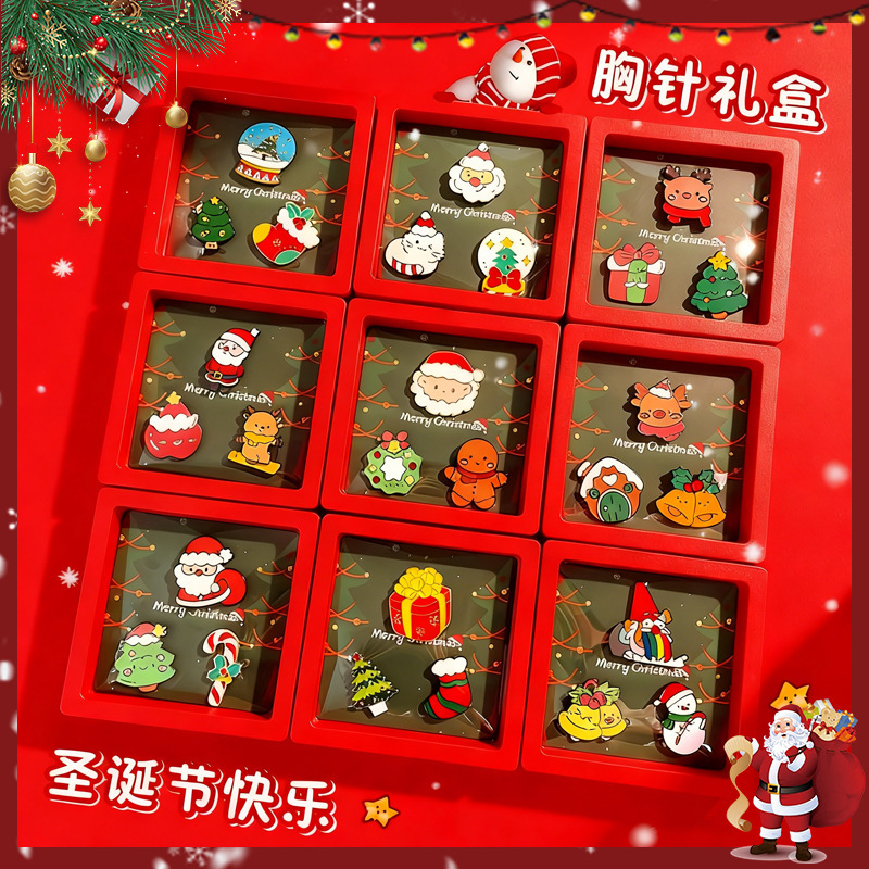 Navidad adorable broche hermosa caja de regalo insignia joyería pectoral pin alce Yiwu productos al por mayor