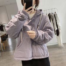 连帽棉服外套女冬季新款宽松显瘦韩版减龄小众设计感简约套头上衣