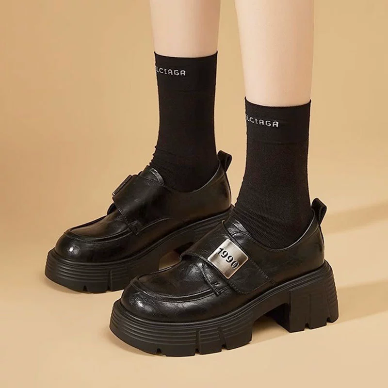 Туфли ретро Lefu обувь женская педаль в британском стиле маленькие кожаные туфли женская осень 2024 новые туфли на высоком каблуке jk