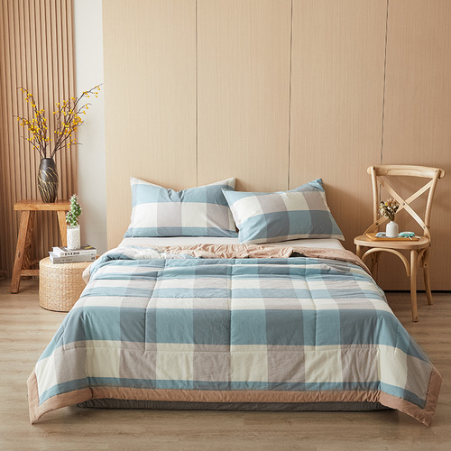 All-cotton quilt, machine washable cotton thin bedspread for double bed, pure cotton summer cool quilt for student dormitory, air-conditioned bedspread for summer