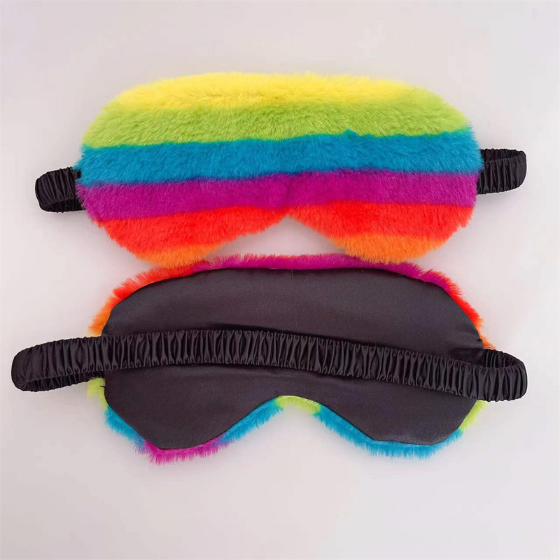 Piel de conejo estampado de leopardo máscara de ojo de seda artificial casa sombreado sueño lindo dibujos animados felpa máscara de ojo fabricante en stock