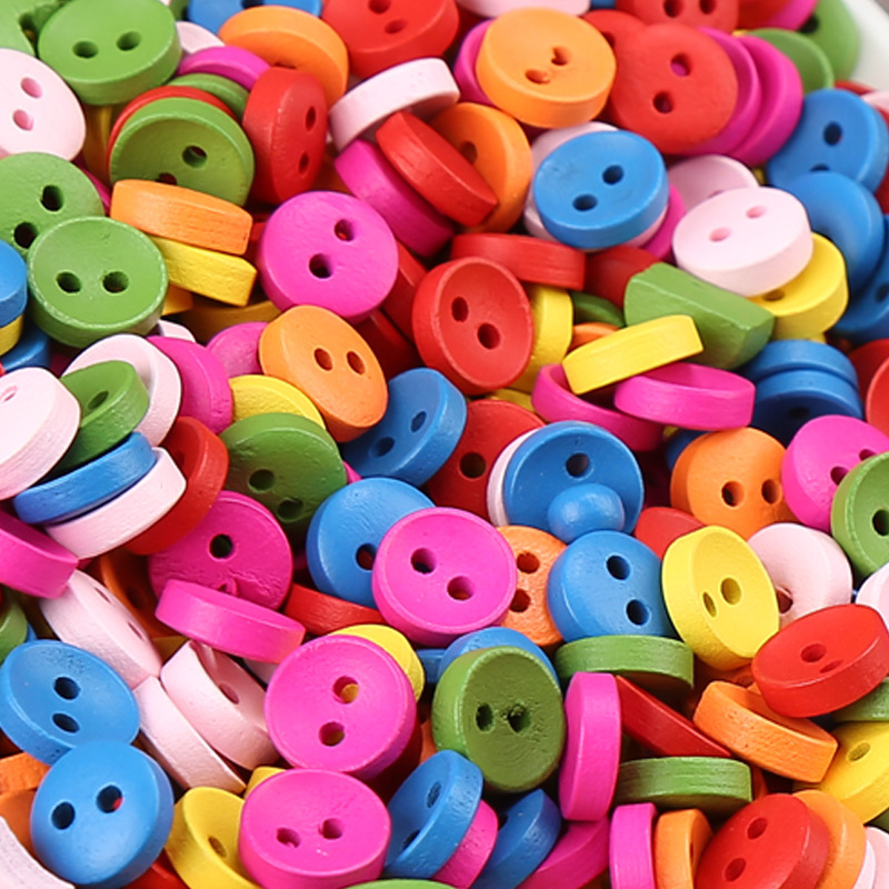 Creative Color button painting kindergarten children's handmade DIY wooden color button