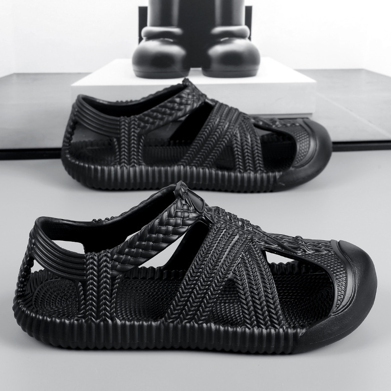 Nuevos zapatos de paja retro de verano para hombres con suela suave zapatos de playa transpirables y ligeros sandalias de caña casuales antideslizantes zapatos de hombre