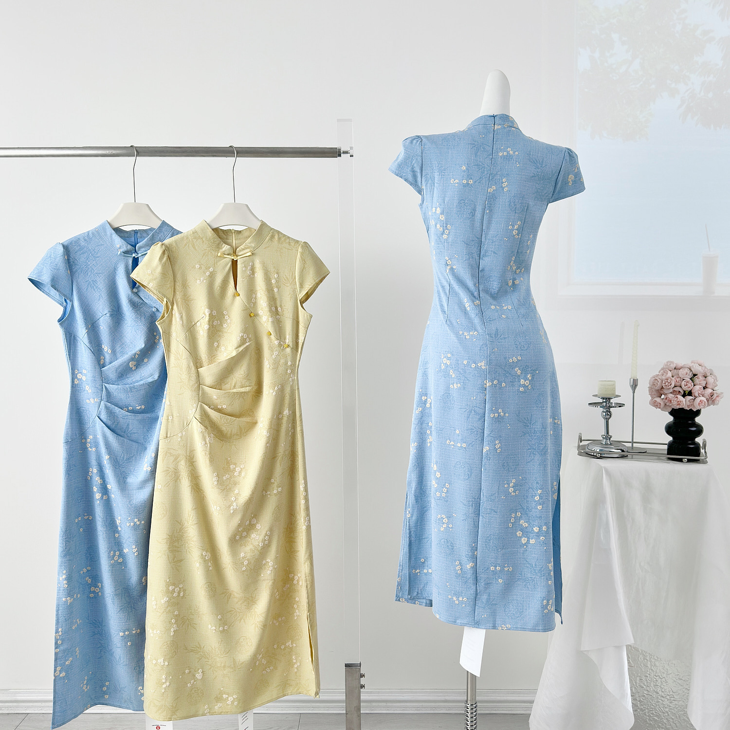 Like New, Modern Chinese-style Jacquard Improved For Women, Stunning Summer Cheongsam With A Collared Waist-cinching_ecoleips.com