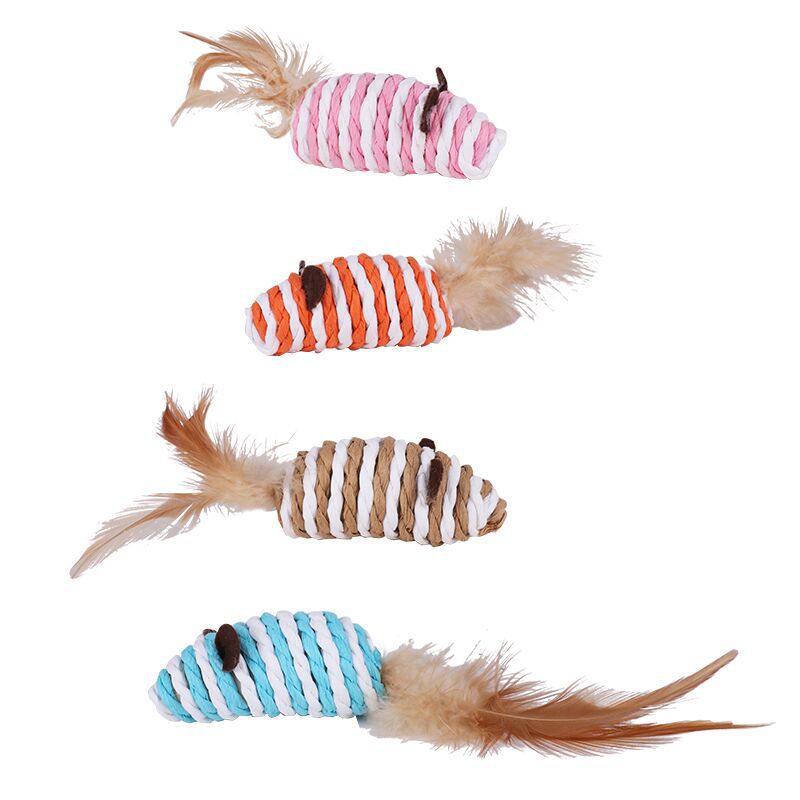 Suministros para mascotas Amazon, nuevo juguete para gatos con cuerda de papel de plumas, juguete para gatos de autoayuda aleatorio multicolor