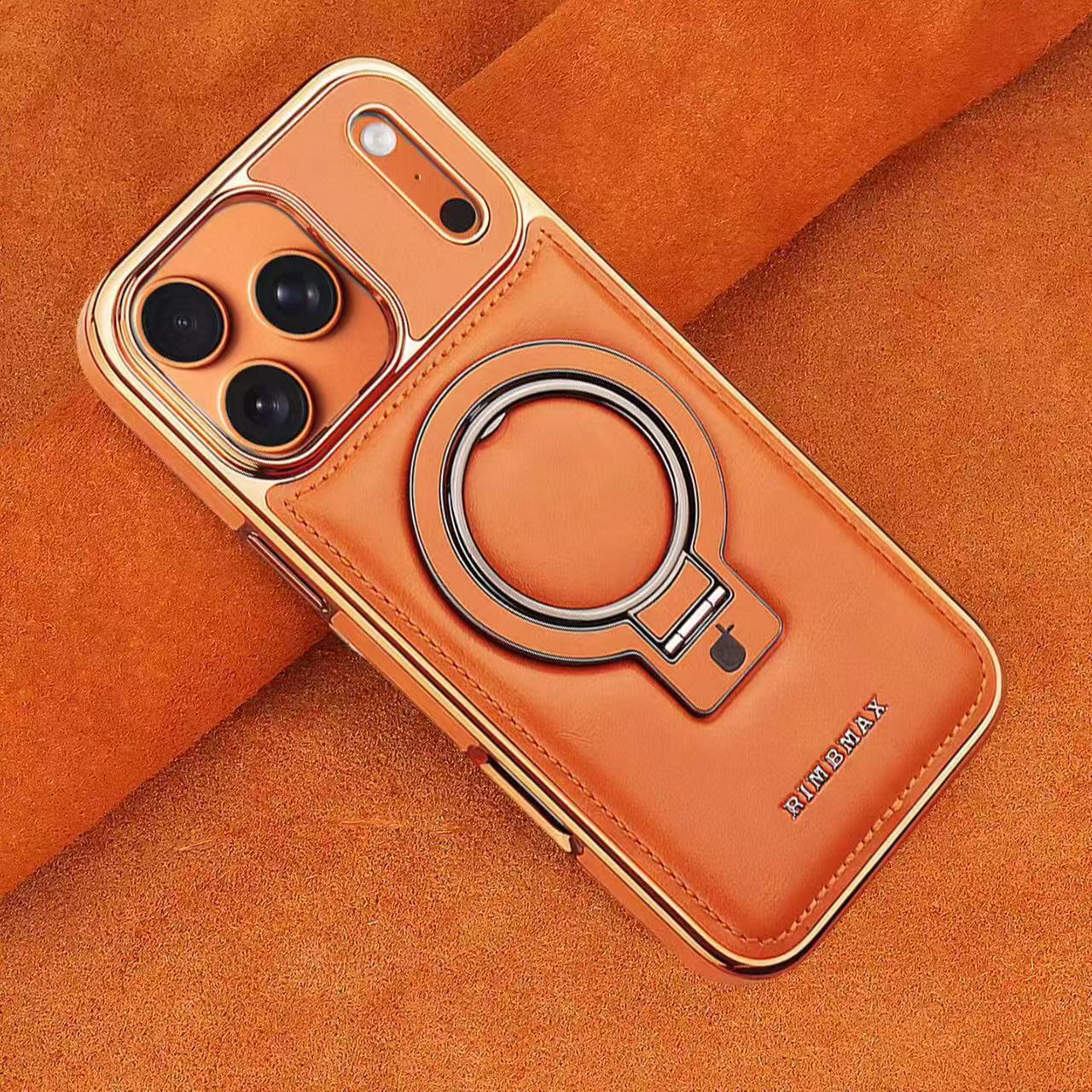 Ốp lưng iPhone chống rơi toàn diện, tích hợp giá đỡ nam châm da, kèm móc đeo tay — Màu đen, Xanh lam đậm, Màu nâu nhạt, Màu tím đậm chi tiết 16