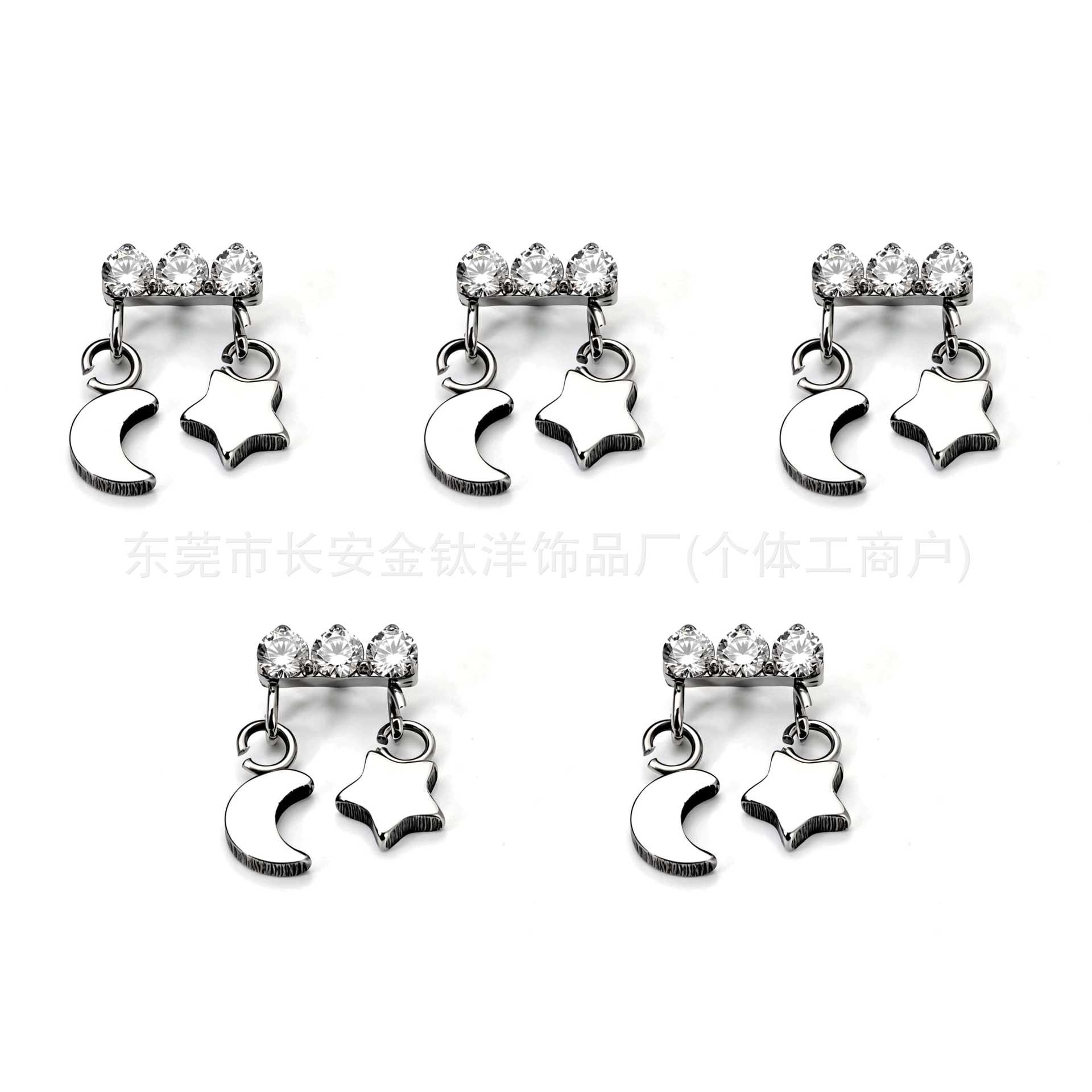F136 Titanium Cloud Star Moon Pendant Zircon Lip Stud Ear Bone Stud Ear Stud G23 Titanium Alloy Body Piercing Jewelry detail image 5