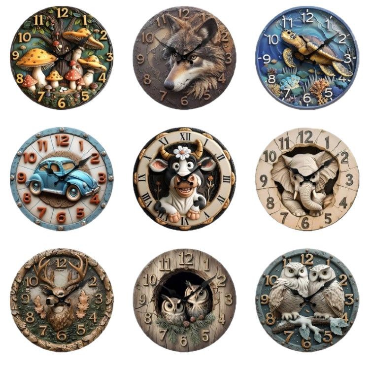 Reloj de efecto pseudo-estéreo nuevo de venta caliente transfronteriza, reloj de estilo de caricatura real, reloj de animales