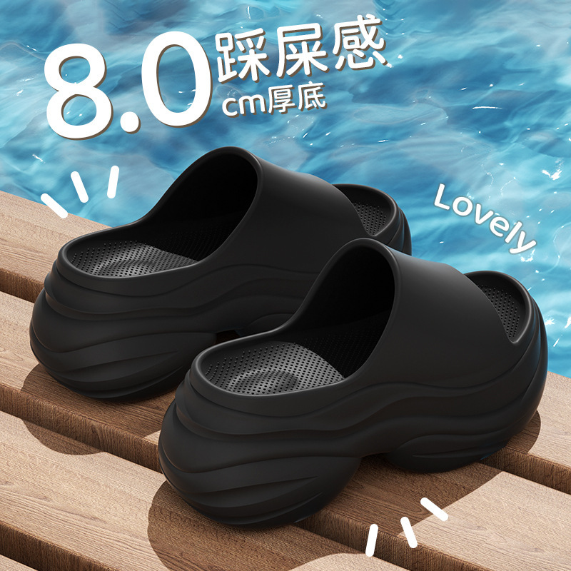 8cm高さの厚い底のEVAスリッパの女性の夏の外はネットの赤い滑り止めの足の冷たいスリッパの屋外のビーチ靴を着ます。|undefined