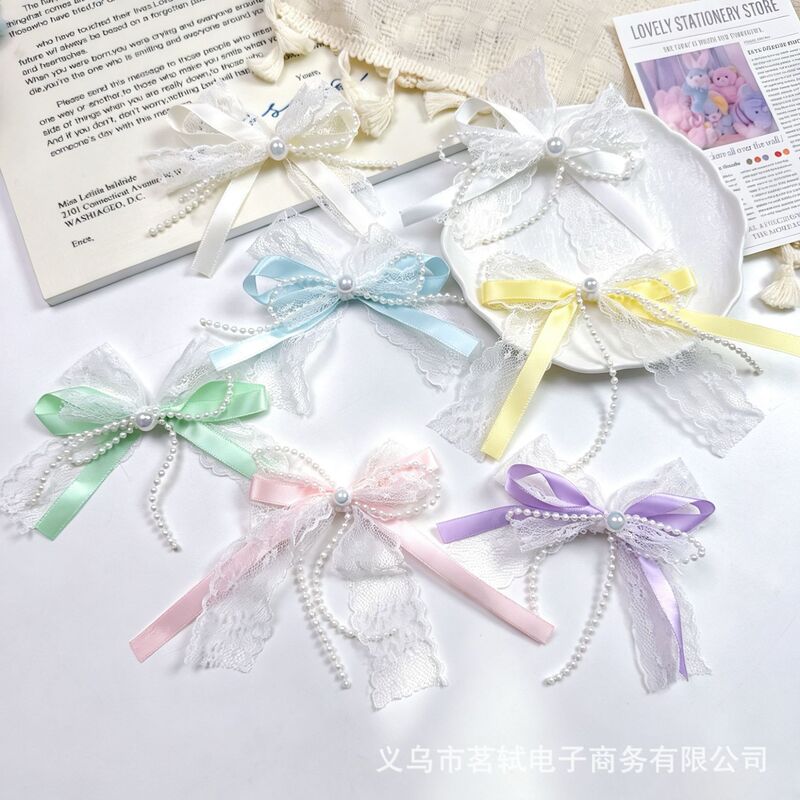 Sweet lace pearl bow accessories, double-layer handmade DIY headwear accessories, clothing shoe flower bag decoration accessories Sweet lace pearl bow accessories, double-layer handmade DIY headwear accessories, clothing shoe flower bag decoration accessories