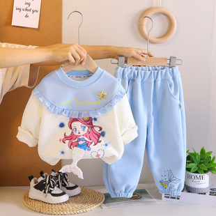 女童休閑2025新款立體美人魚衛衣兩件套裝寶寶時尚秋季時髦衣潮酷