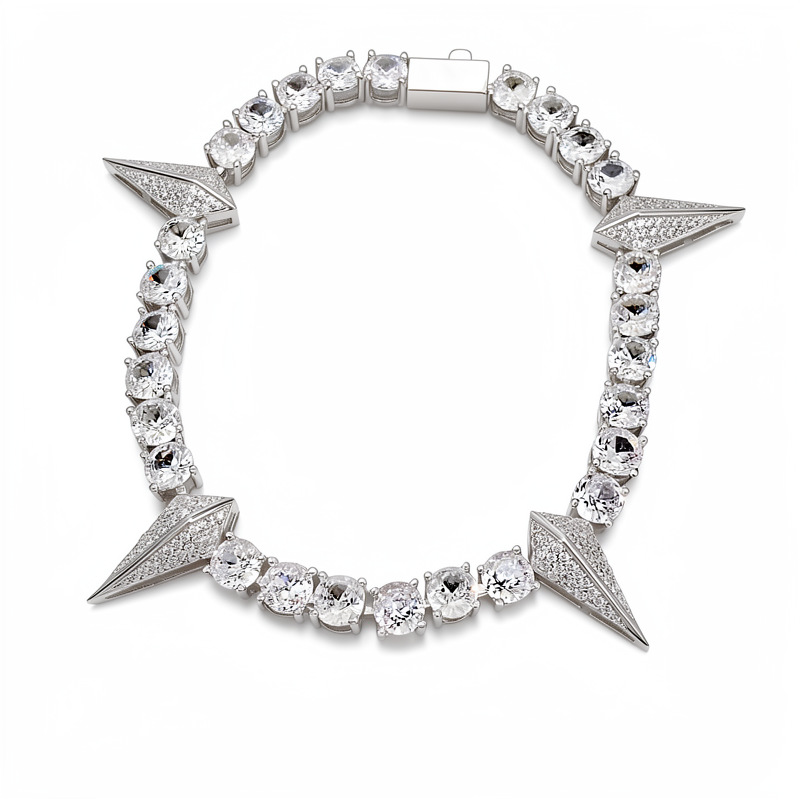 Zircon colgante de diamante redondo pulsera de fichaje personalidad pulsera de estilo hip-hop punk lujo ligero de alta sensación joyas de mano para mujeres
