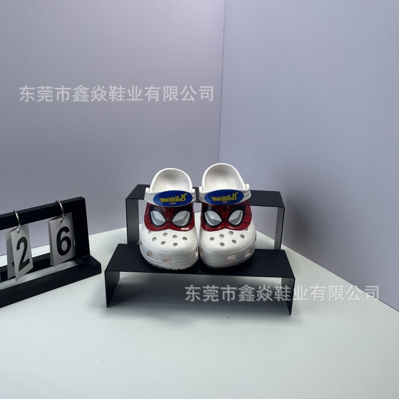 Transfronteriza explosiva transmisión en vivo exclusiva para dibujos animados Spider-Man estrella agujero zapatos personales para niños zapatillas respirables antideslizantes