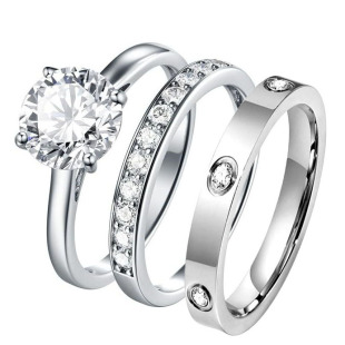 Nihon High-End Popular Diamond-Encrusted Titanium Steel Couple Set Ring Cross-Border Versatile Accessible Luxury Niche Jewelry Wholesale