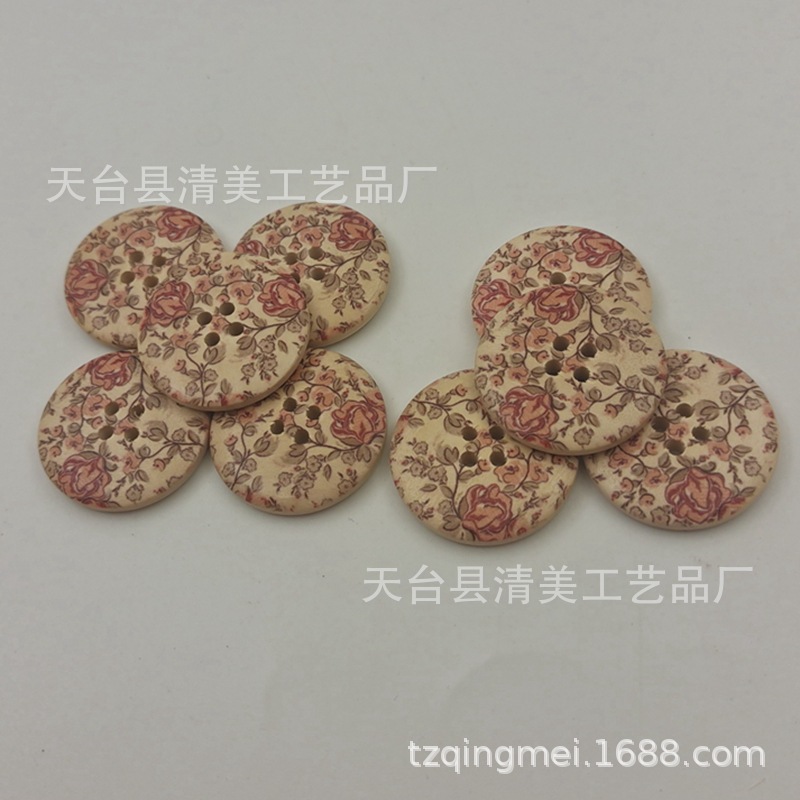 30mm troncos botones de flor de rosa de madera botones de dos ojos manualidades decorativas de bricolaje 30 por paquete