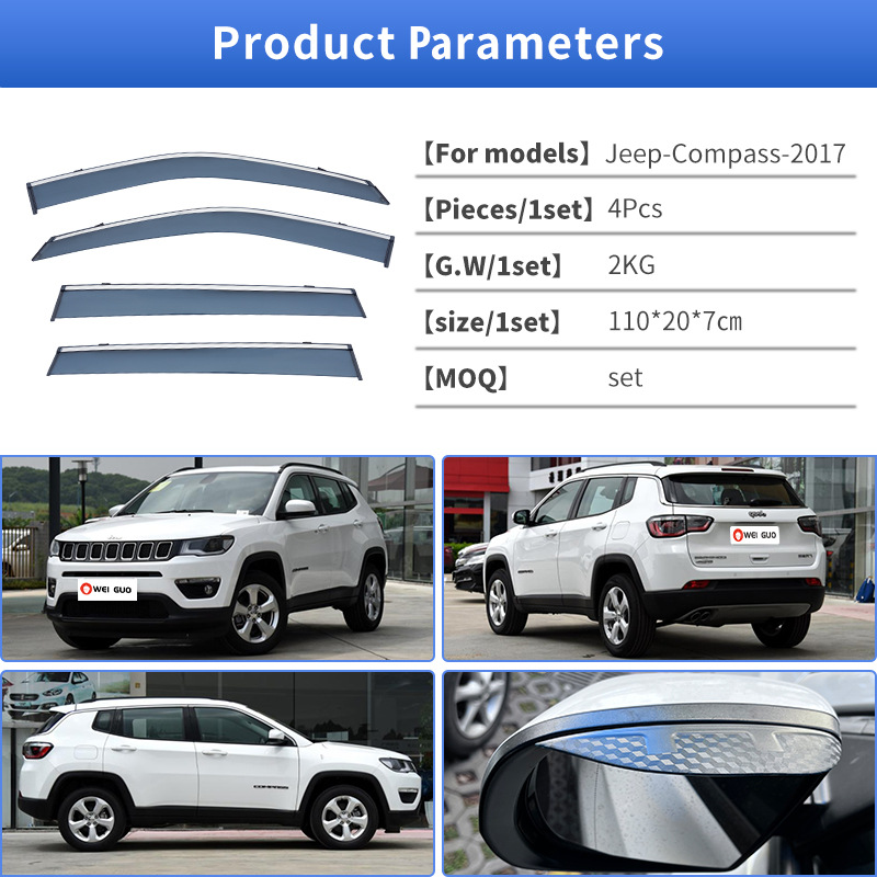 Suitable for Jeep Compass Window Visor, Rearview Mirror Rain Shield, Jeep Compass Window Visor