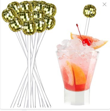 Disco transfronterizo bola cóctel pajita varilla para mezclar bola de espejo plateado diseño de ambiente de fiesta temática