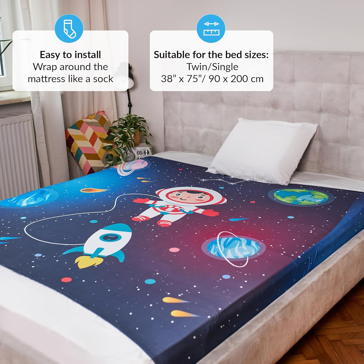 Cubierta de cama para niños, sábana de compresión sensorial, sábana, sábana, elástico, transpirable, alivia el estrés, ayuda a dormir, Blanket