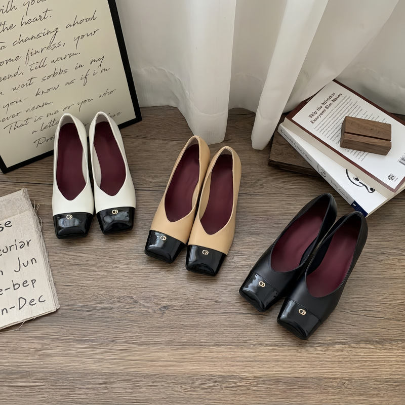 2026 Spring and Autumn New French Style Square-Toed Chunky Heel High Heels for Women, Genuine Leather, Fashionable, Versatile, Shallow-Heeled, Comfortable Women's Shoes 2026 Spring and Autumn New French Style Square-Toed Chunky Heel High Heels for Women, Genuine Leather, Fashionable, Versatile, Shallow-Heeled, Comfortable Women's Shoes
