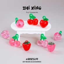 卡通仿真亚克力带吊水果饰品配件 DIY自制钥匙扣挂件配饰材料批发