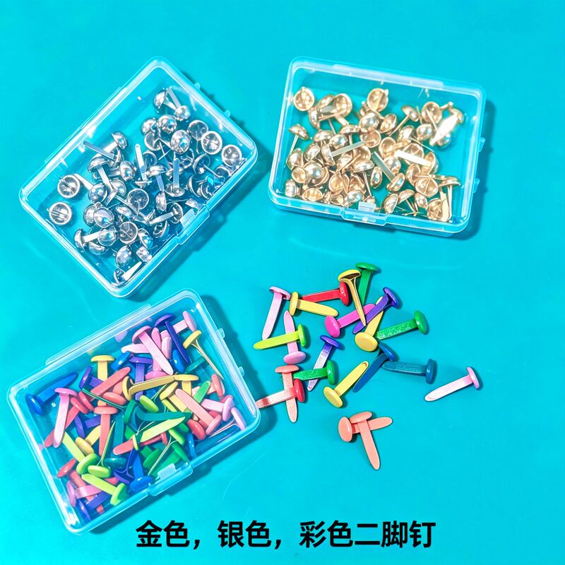 Two-Pronged Colored Nails, Two-Pronged Nails with Horns, Children's DIY Craft Materials, Patterned Decorative Nails, Gold and Silver Two-Pronged Nails Two-Pronged Colored Nails, Two-Pronged Nails with Horns, Children's DIY Craft Materials, Patterned Decorative Nails, Gold and Silver Two-Pronged Nails