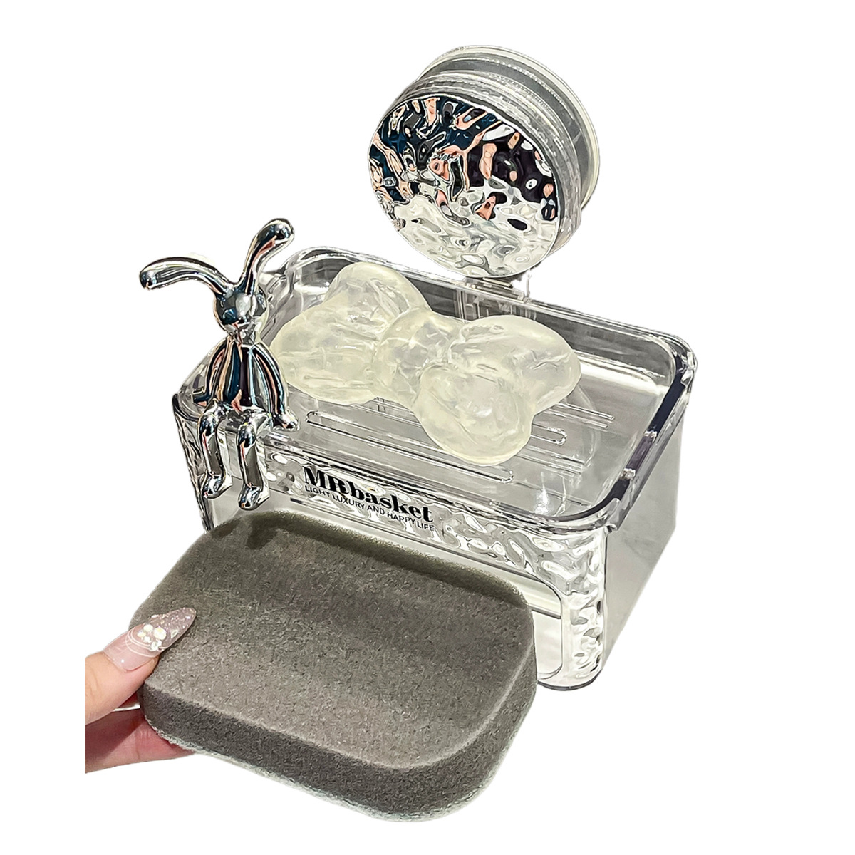 Ventosa caja de jabón montado en la pared sin ponche hogar de alta gama baño Pared de drenaje rack caja de jabón de doble capa