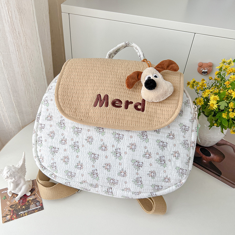 Mochila cosida coreana otoño e invierno nuevo estilo bordado a cuadros mochila pequeña para niñas fuera de la calle mochila de algodón para padres e hijos bolsa de mamá