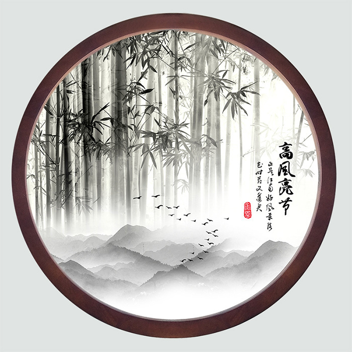 Cross-Stitch Round Frame Solid Wood Round Decorative Picture Frame Wall Hole Wooden Frame Chinese Painting Diamond Painting Tile Painting Mounting Frame