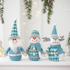 クロスボーダークリスマス装飾人形ブルー老人雪だるまヘラジカかわいい布人形人形デスクトップ装飾品