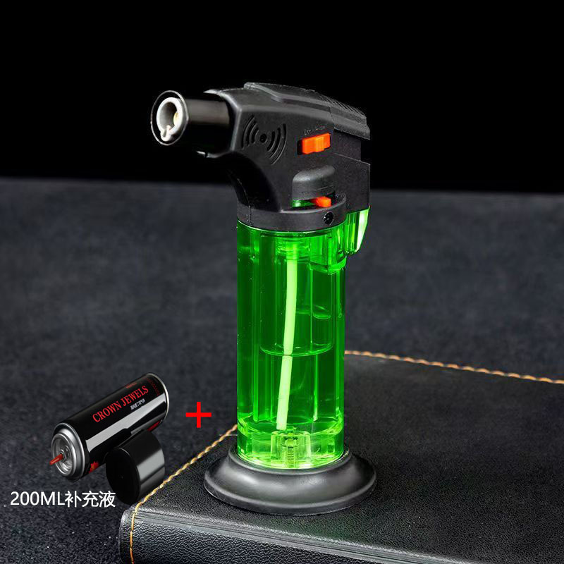 透明なストレート火炎銃ロック可能な火災防風インフレータブルライター卸売灸灸点火ライター|undefined