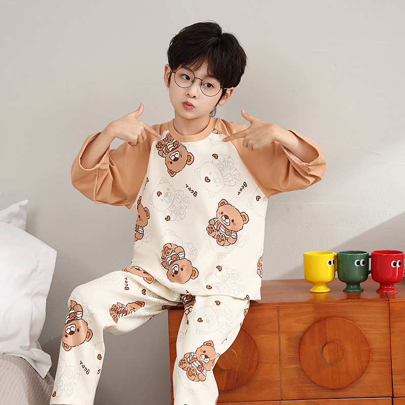 2025 New Children's Pajamas Women's Spring and Autumn Imitation Cotton Long Sleeve Cartoon Winter Cute Student Home Clothes Parent-Child Suit