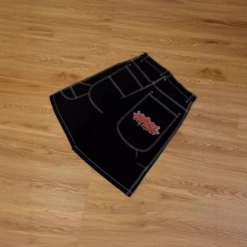 New JNCO American Style Fashion Brand Street Hip Hop Denim Shorts Men's Fashionable Casual All-match Denim Shorts