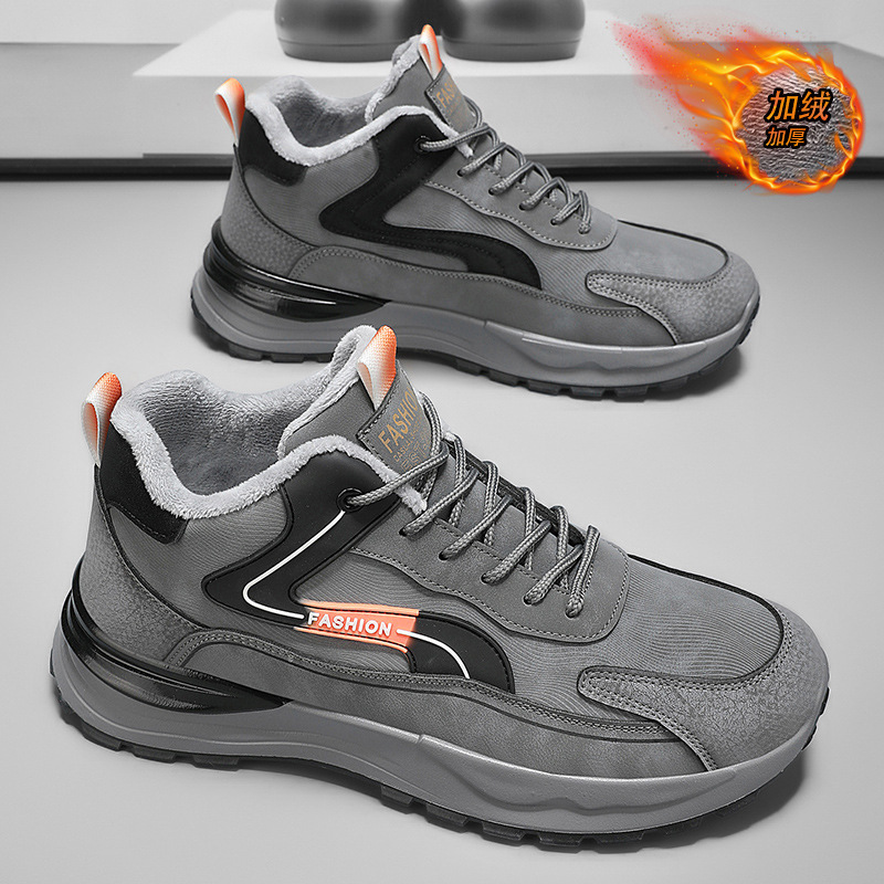Invierno de terciopelo calentamiento nuevo zapatos de hombre impermeable de algodón de trabajo zapatos deportivos de suela gruesa de protección laboral