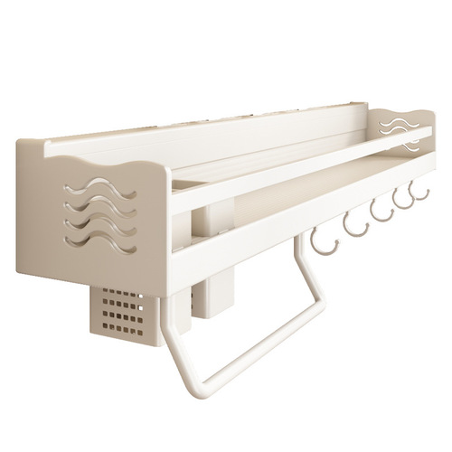 Kitchen rack white wall storage multi-functional condiments condiments punch-free home hanging rack wall-mounted knife holder