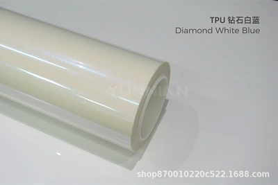 Auto Color Change Film, Color Change Film Real Paint - tpu-diamond-white-blue-glossy-tpu-color-changing-car-jacket