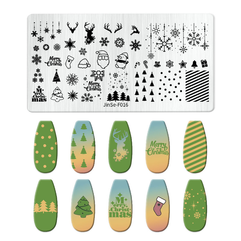 美甲印花钢板爆款雪花圣诞 NailSteelPlate转印指甲模板工具批发|undefined
